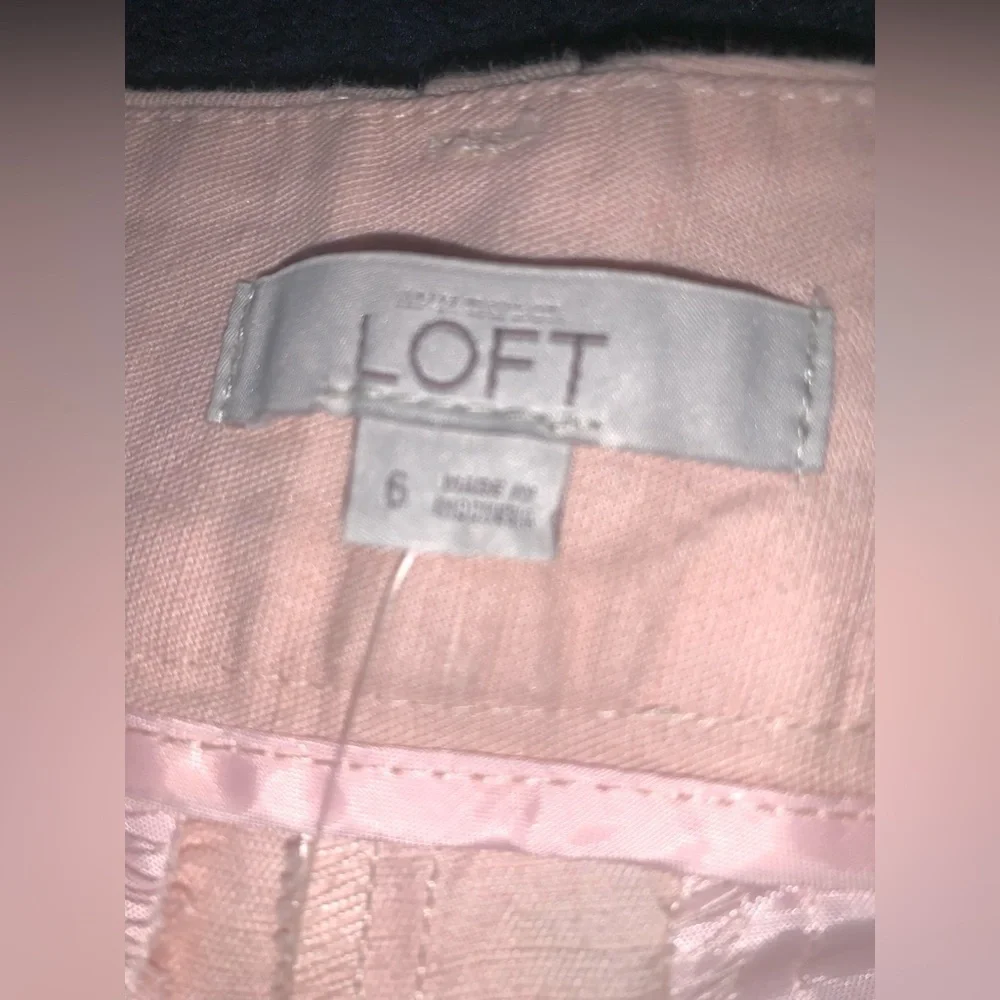 Loft Pink linen shorts with belt New with tags women’s size 6